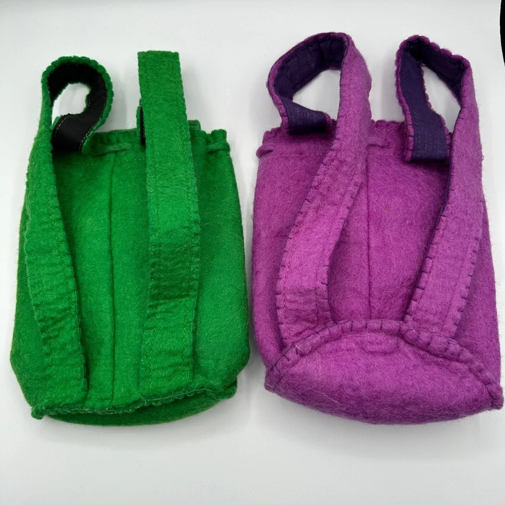 100% Wool Felt Handmade Animal Puppet Backpack Kids Set of 2 Made in Nepal